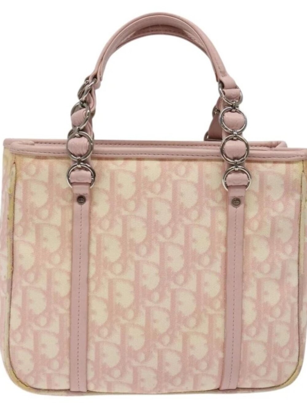 Christian Dior Trotter Canvas Romantic Chain Bag PVC Pink Silver - Picture 3 of 16